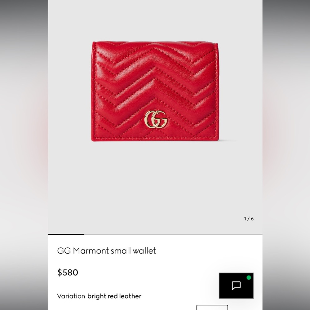 Gucci GG Marmont Small Wallet in Bright Red with Gold Hardware